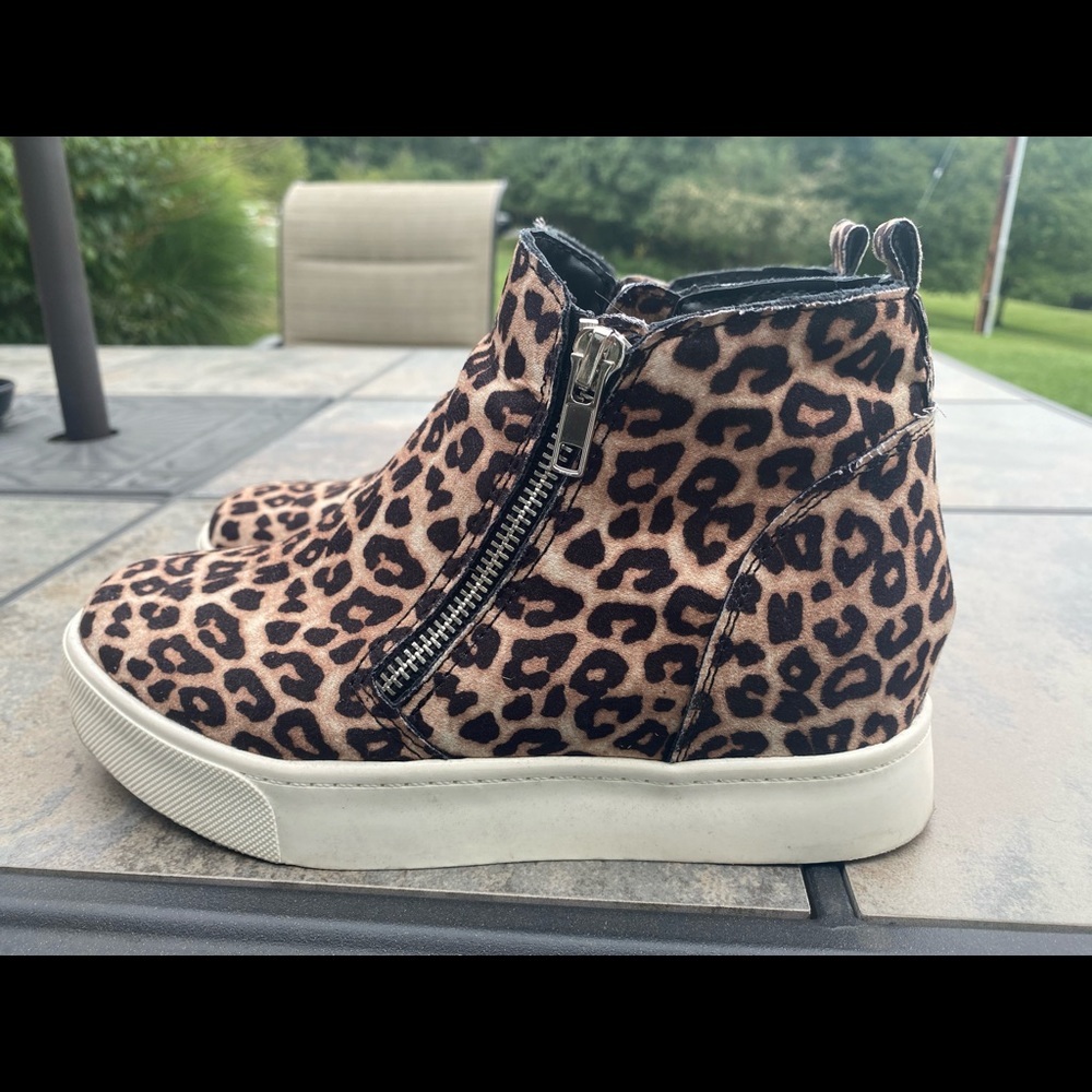 High Top Leopard Wedge Sneakers
